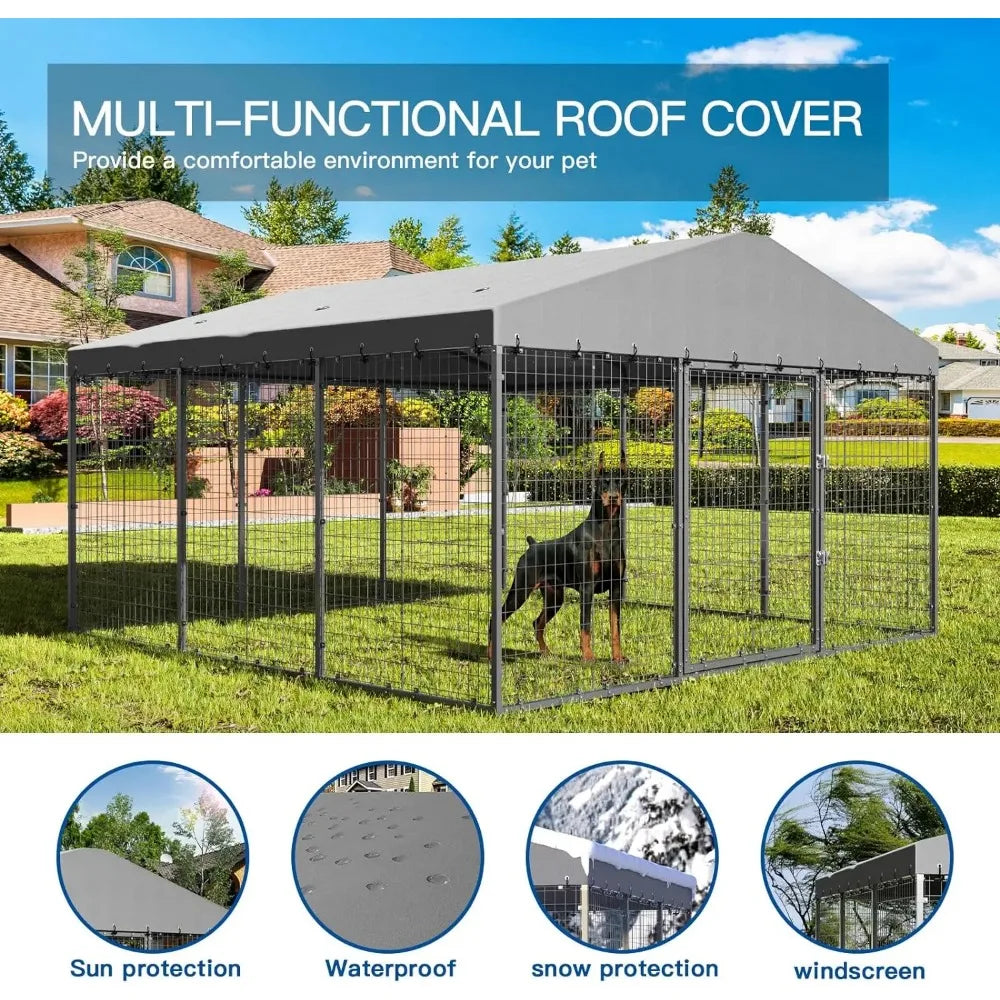 Large Outdoor Kennel with Fully Covered Roof