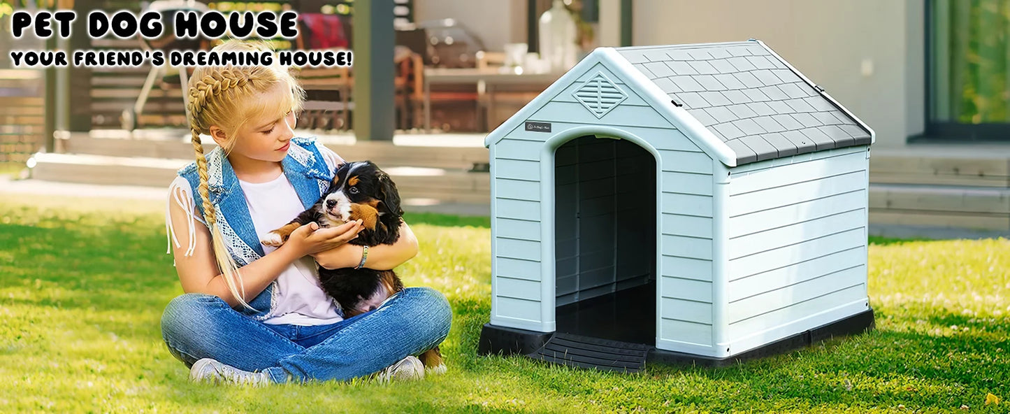 Durable Waterproof Plastic Dog House for Small to Large Sized Dogs