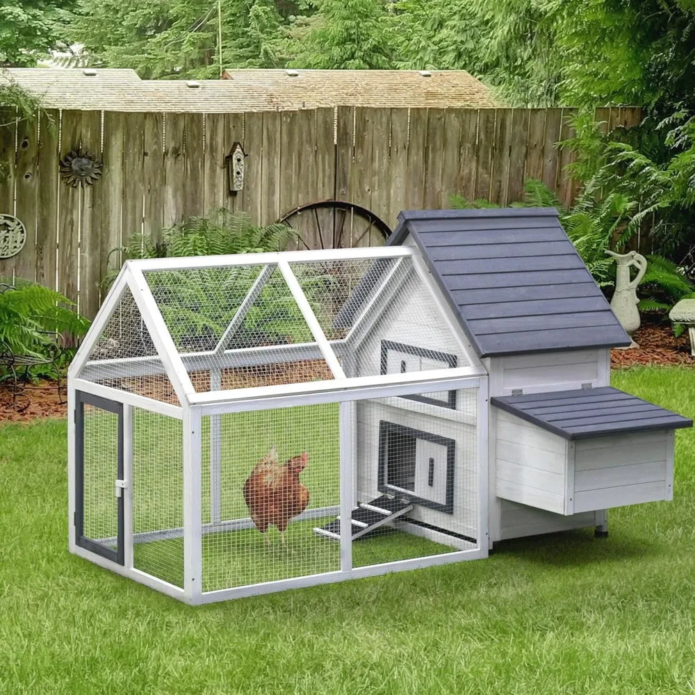 65" Chicken Coop Wooden with Detachable Run