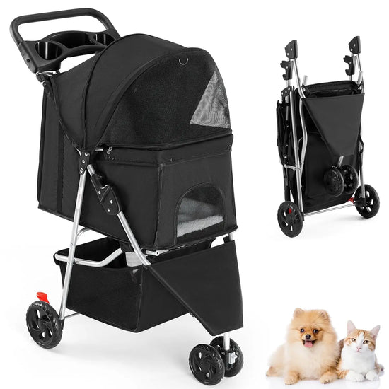 3-Wheel Pet Stroller for Dogs and Cats