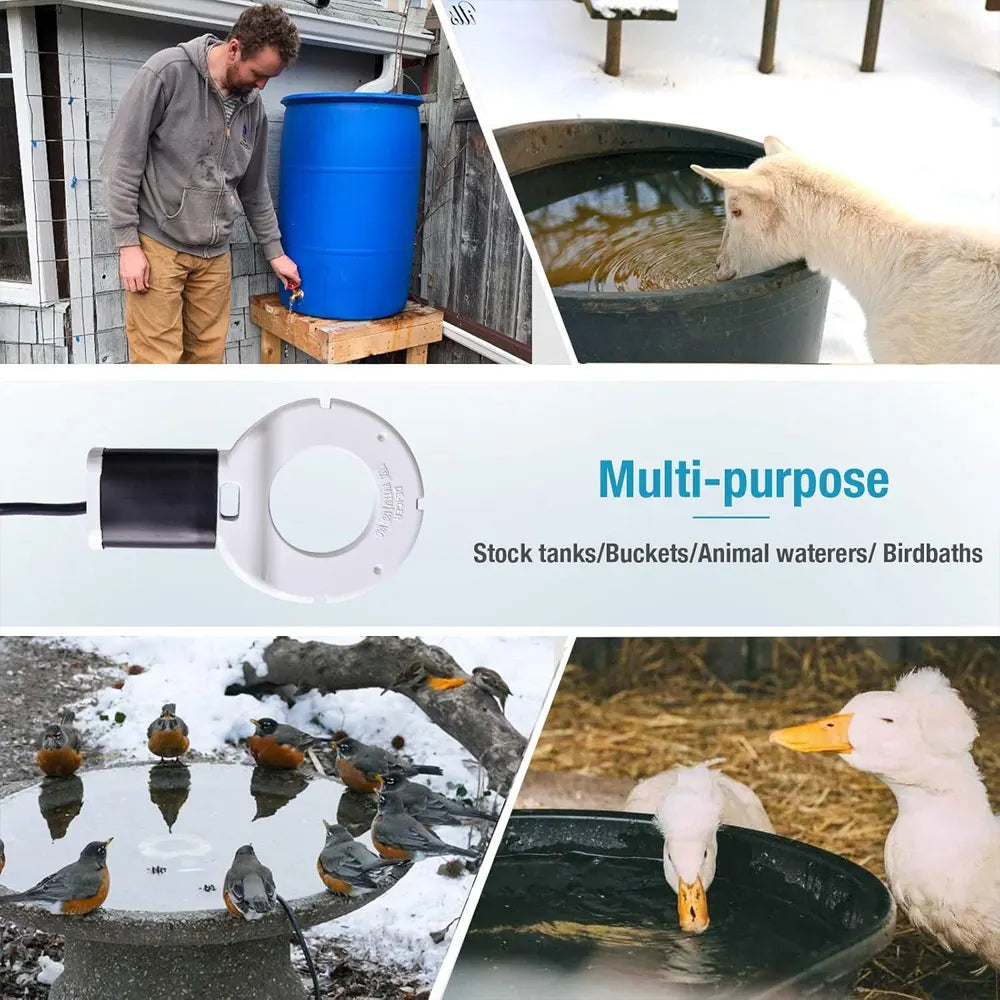 500W Chicken Waterer Heater Aluminum Utility De-Icer for Farm & Livestock