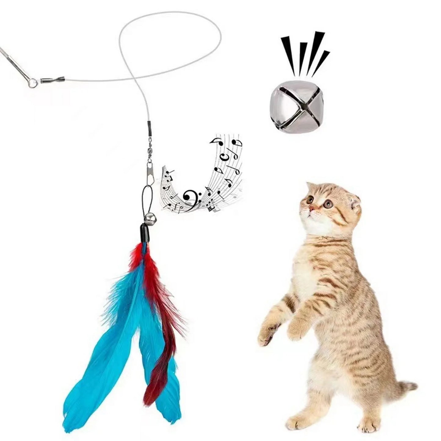 Retractable Cat Teaser Stick Set