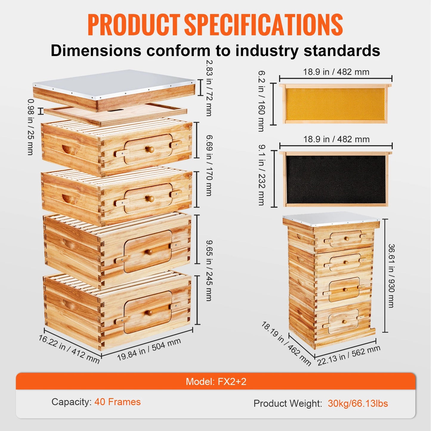 VEVOR Bee Hive Deep Box Starter Kit