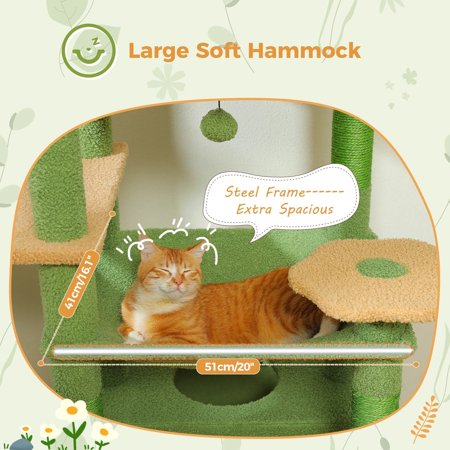 Large Cat Tree Tower for Indoor Cats, Green