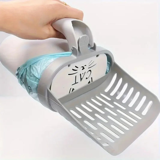 Durable Heavy-Duty Cat Litter Scoop with Waste Bag Holder
