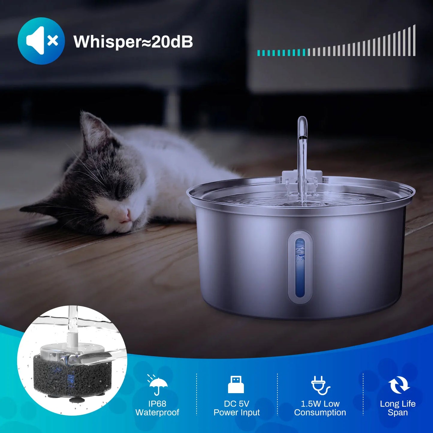 Cat Water Fountain Stainless Steel
