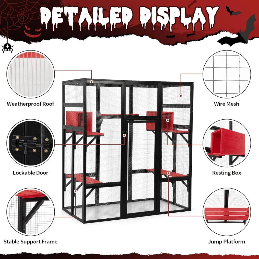 Large Spacious Wooden Catio Outdoor Cat Cage
