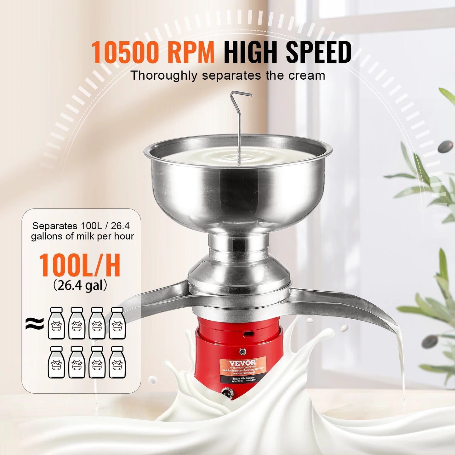 VEVOR Milk Cream Centrifugal Separator