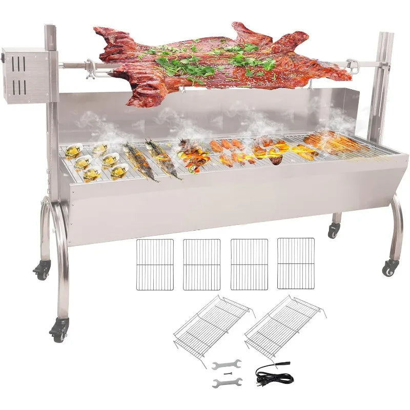 50W Rotisserie Grill with Wind Screen