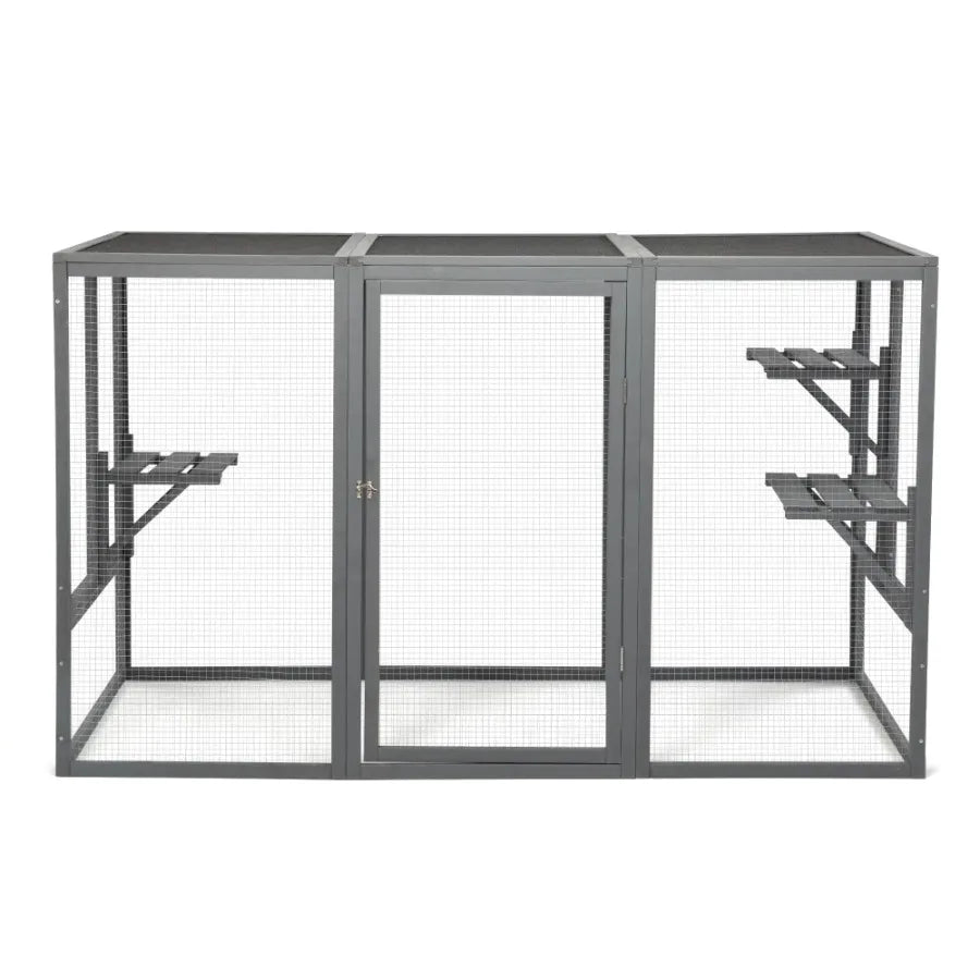 Wooden Cat Cage, Gray Black