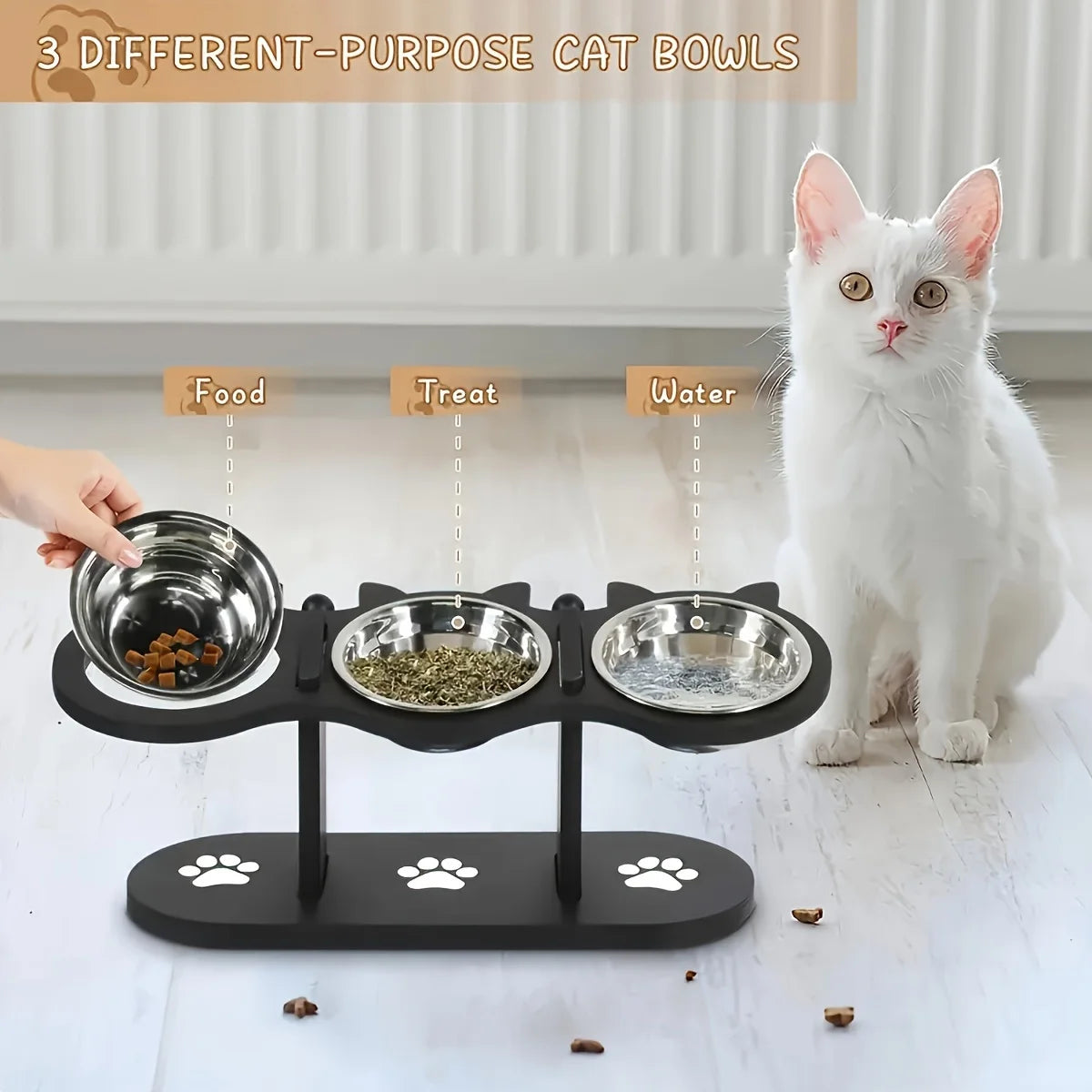 3 Cat Bowls in 1 Feeder Feeding & Watering Supplies