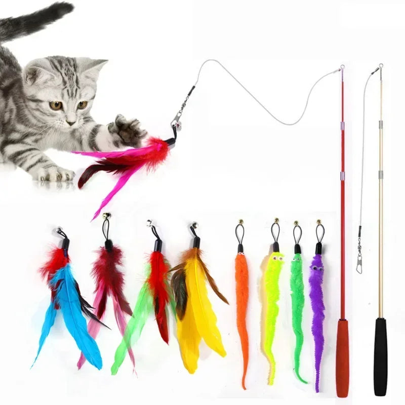 Pet Cat Toy with Bell Color Feather