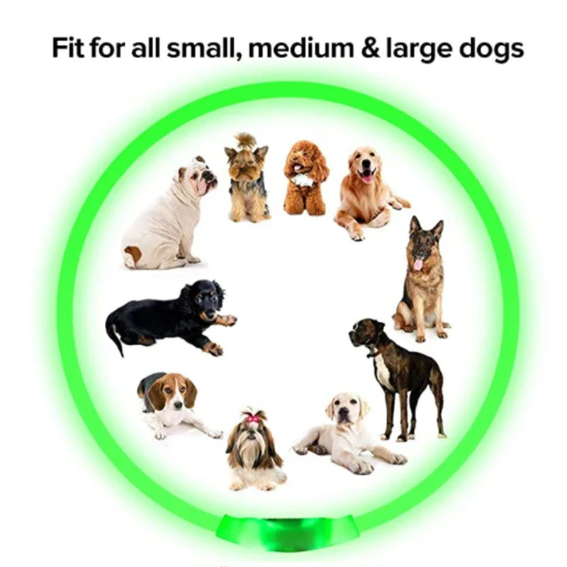 USB Charging Necklace Led Luminous Dog Collar Light