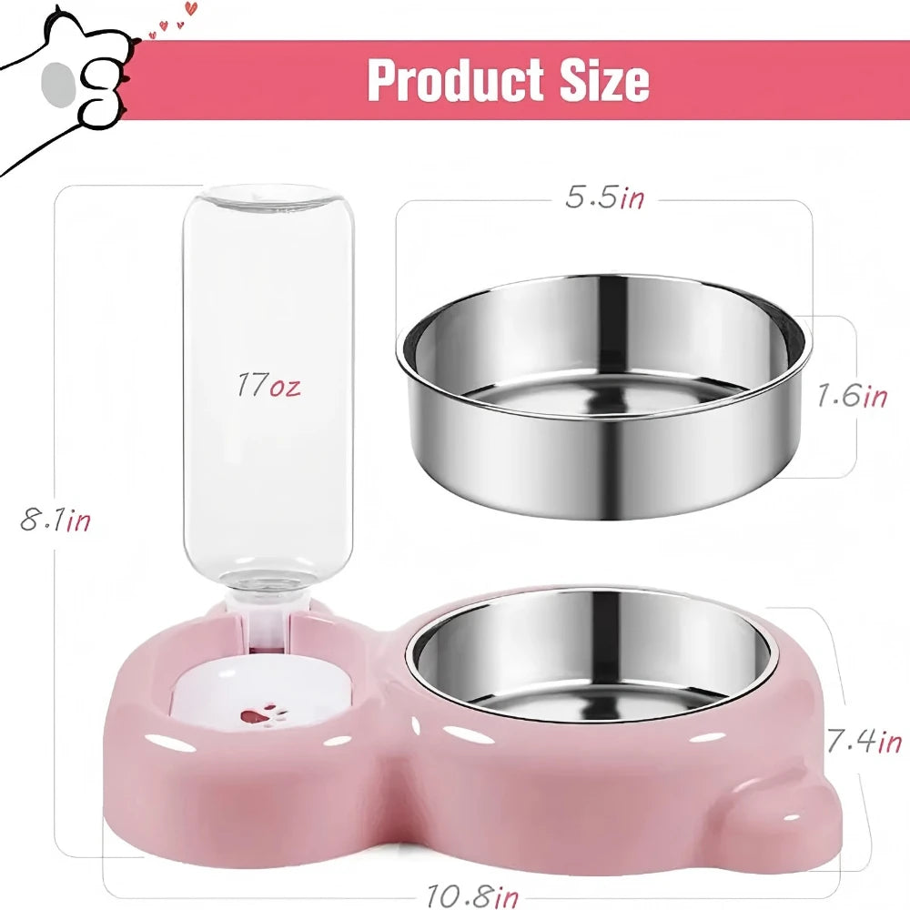Auto Refill Pet Food & Water Bowl Combo for Cats & Dogs