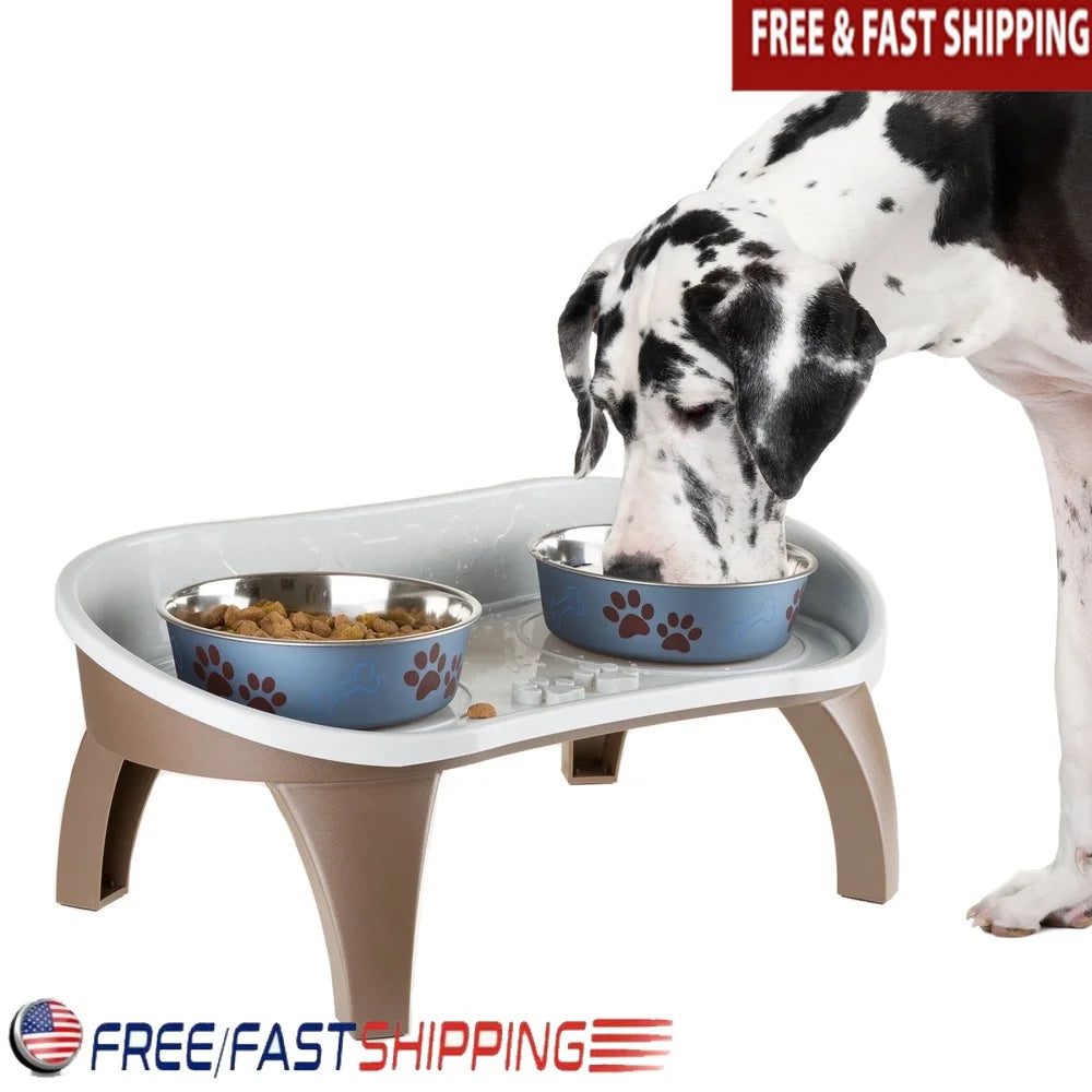 Elevated Dog Bowl Stand with Splash Guard