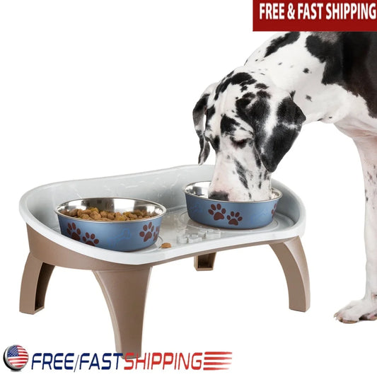 Elevated Dog Bowl Stand with Splash Guard