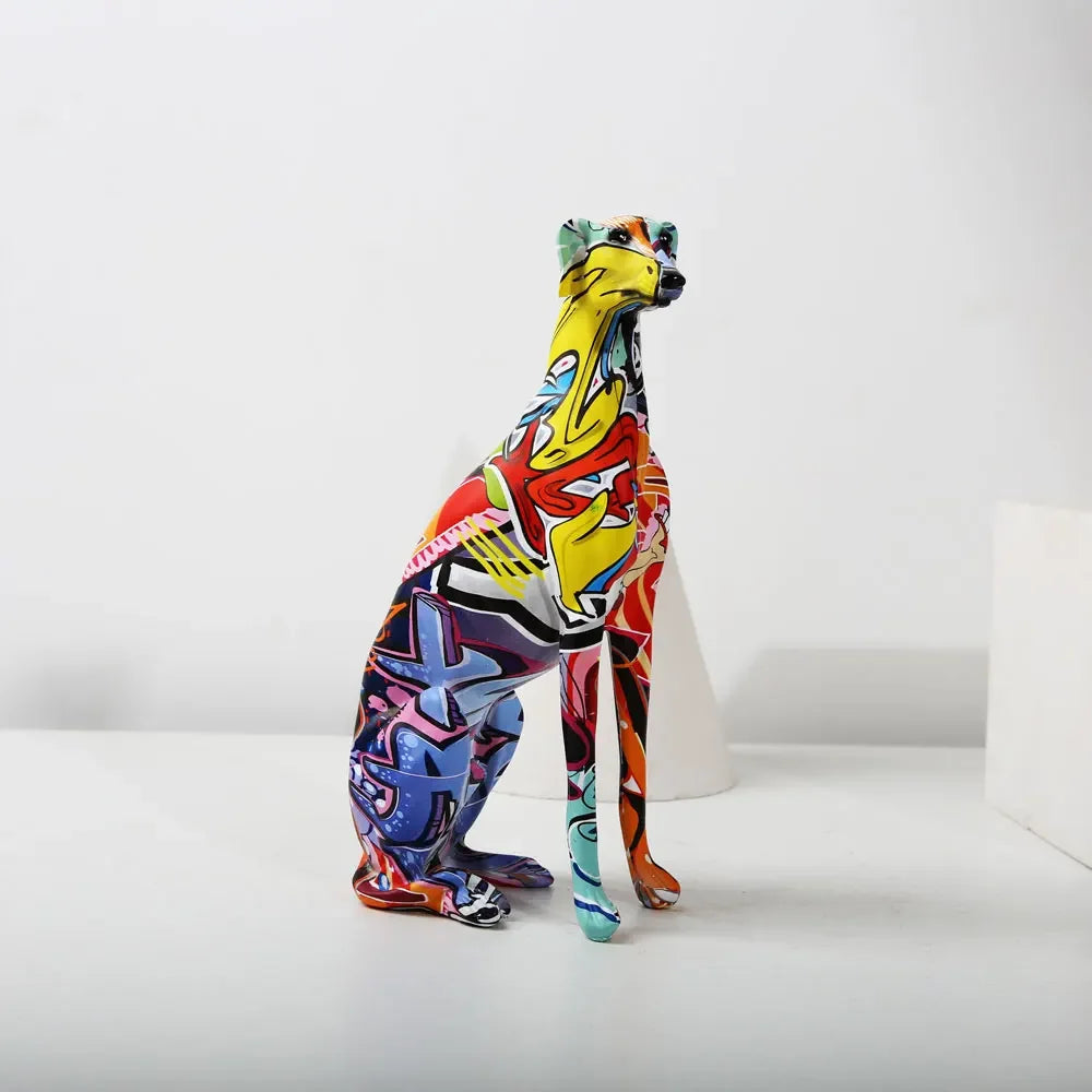 Modern Creative Painted Colorful Greyhound Doberman