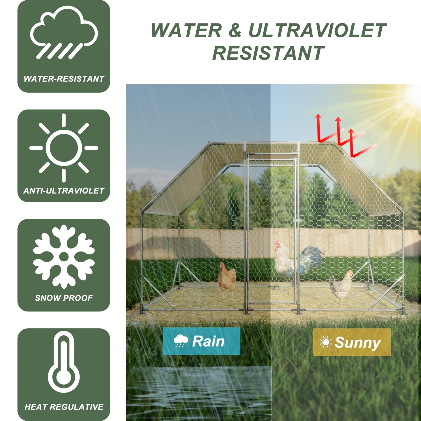 LZBEITEM 9.94 ft. x 6.46 ft. x 6.36 ft. Metal Large Chicken Coop