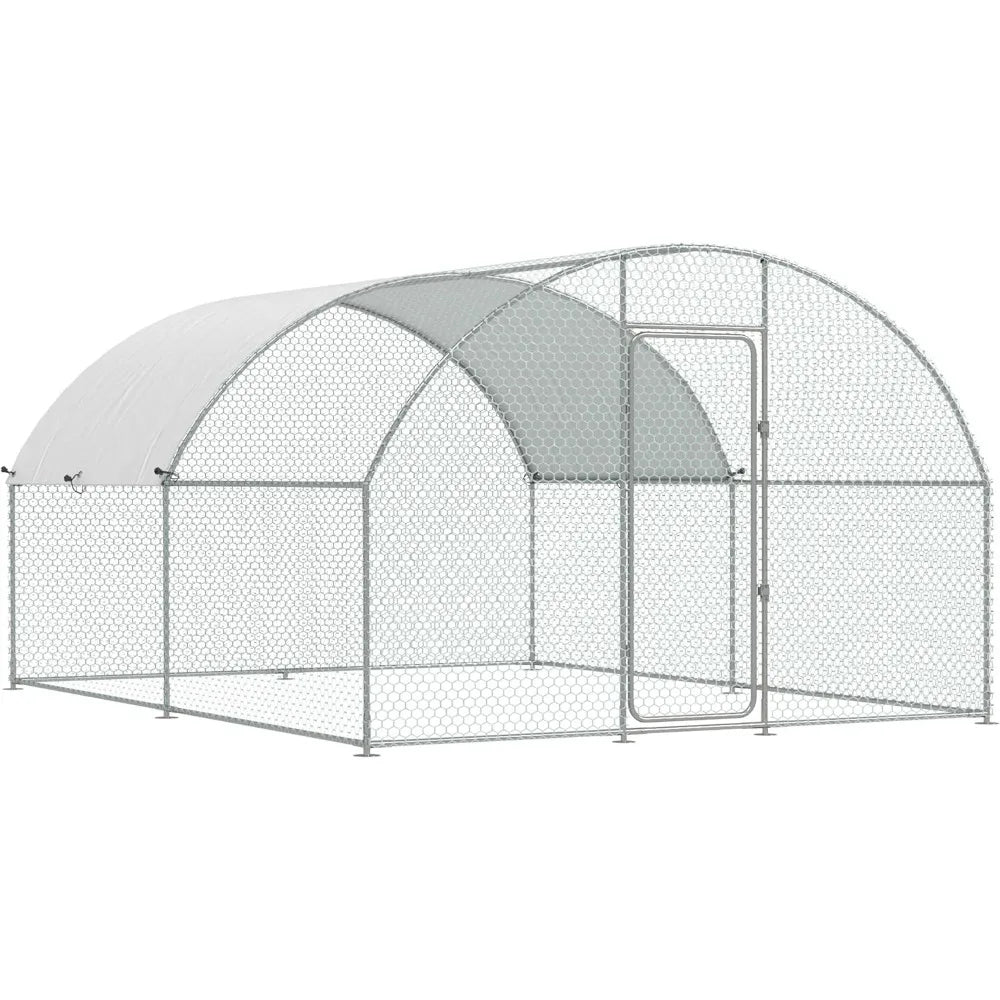 Large Metal Chicken Coop Run for Yard with Cover