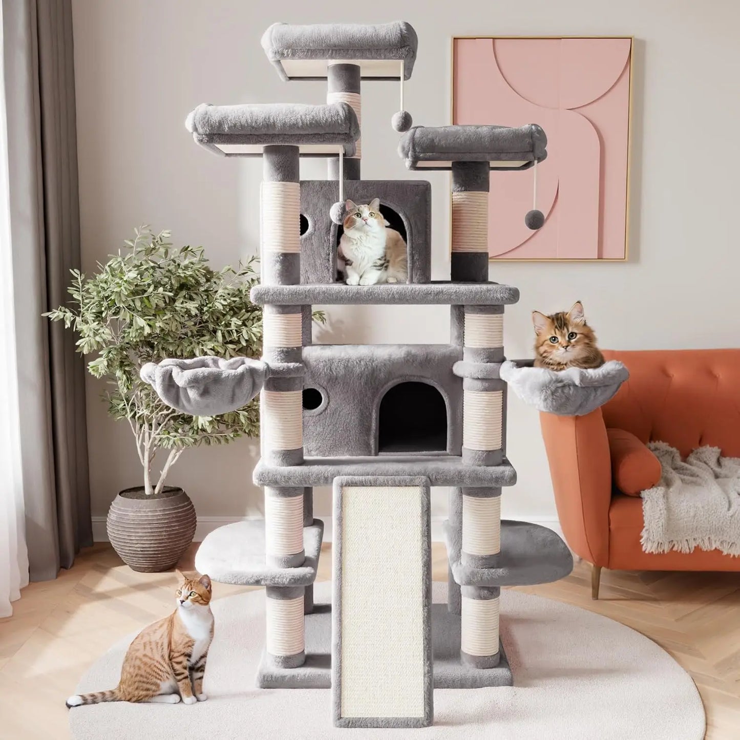 68 Inches Multi-Level Large Cat Tree for Large Kitties/Big Cat