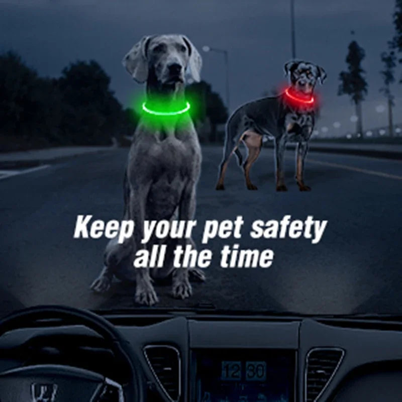 USB Charging Necklace Led Luminous Dog Collar Light