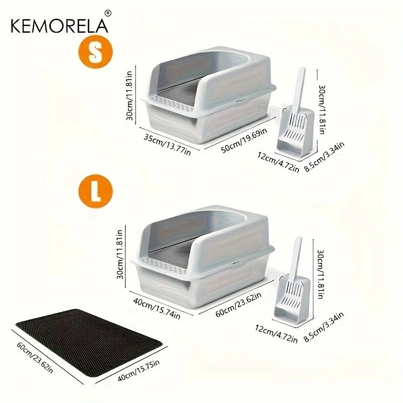 Stainless Steel Litter Box With Litter Mat And Litter