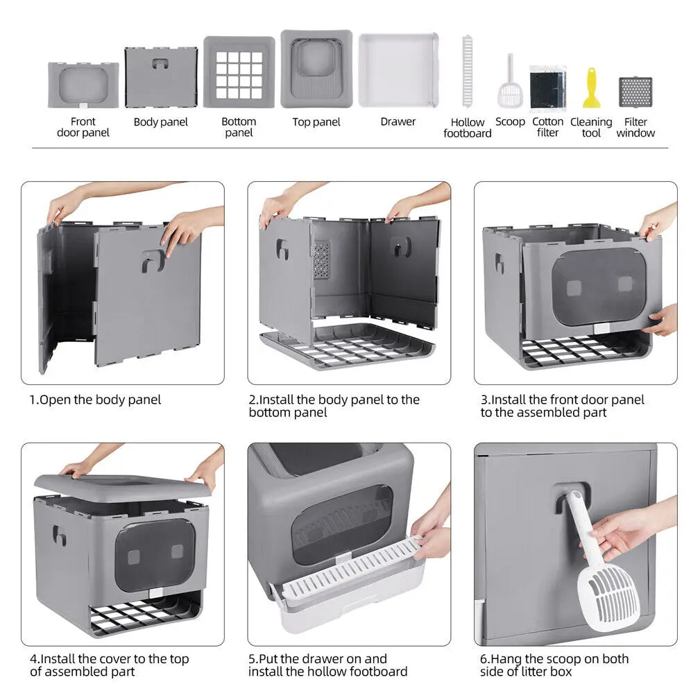 Cat Litter Box with Scoop and Tray Sifting