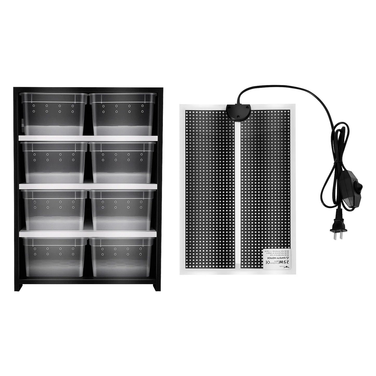 Reptile Breeding Cabinet with 8 Clear Boxes