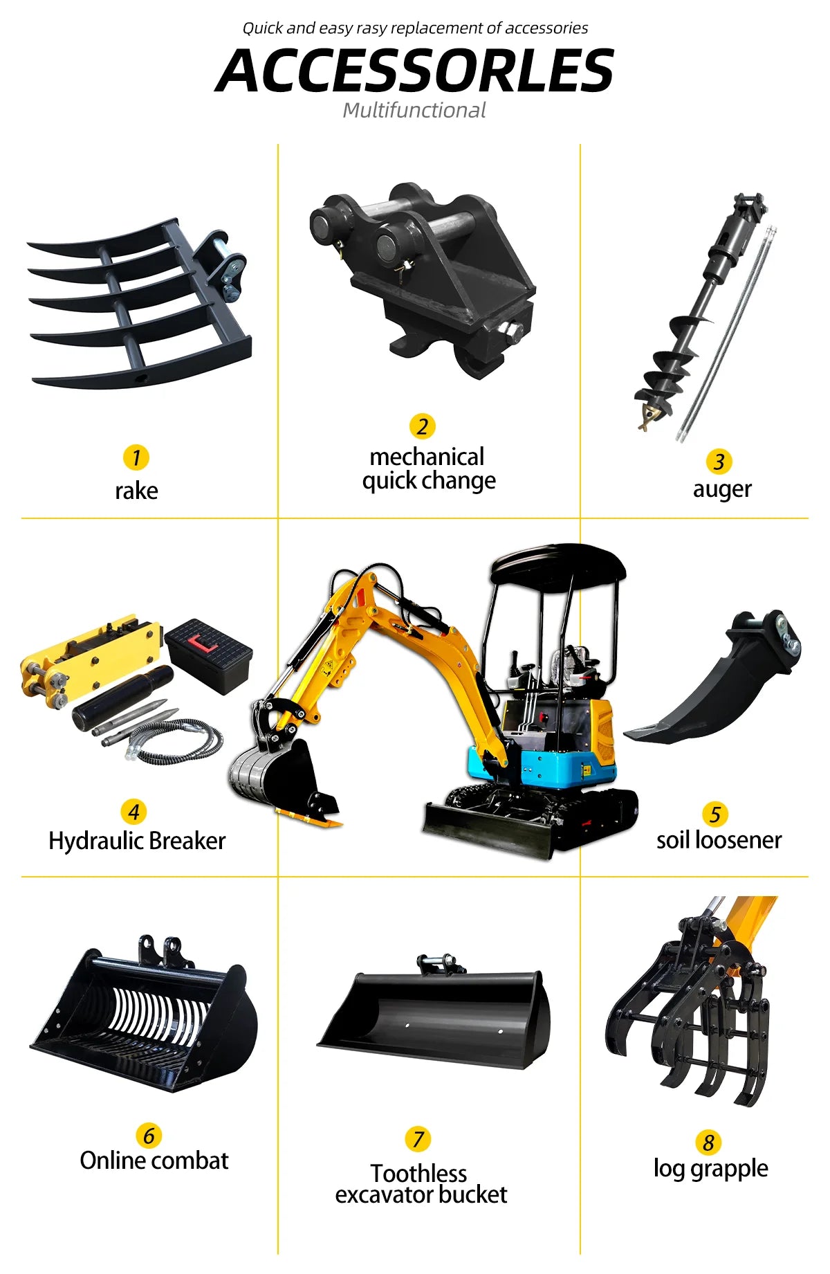 Mini Excavator With Multiple Accessories Available