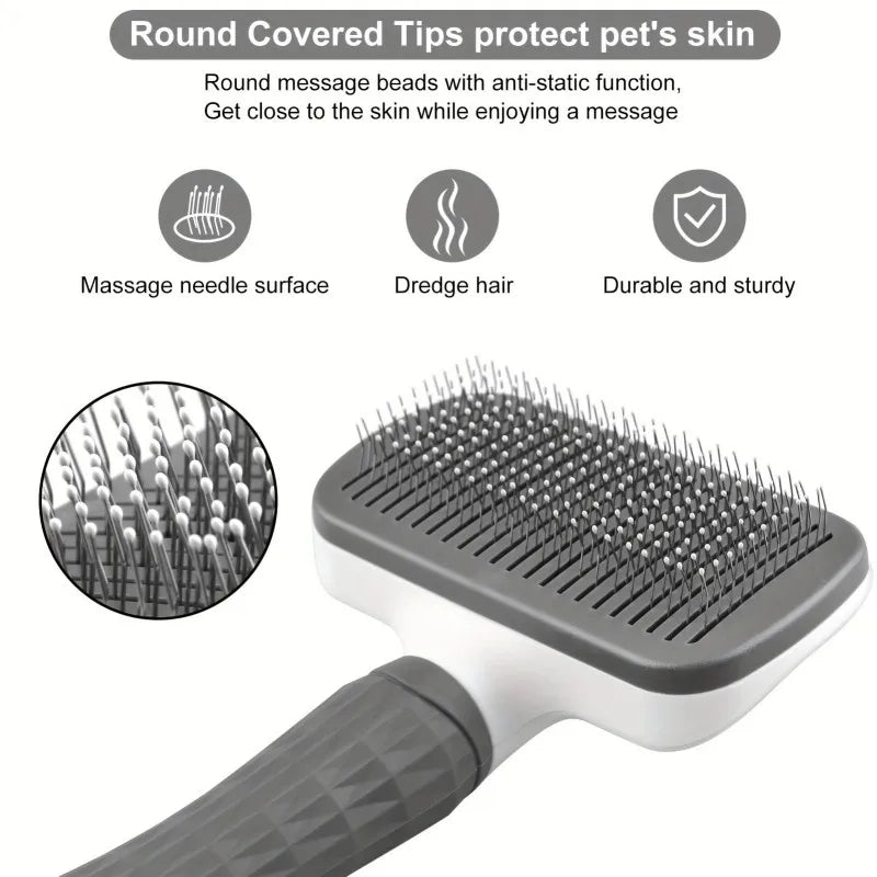 One-Button Pet De-shedding Brush