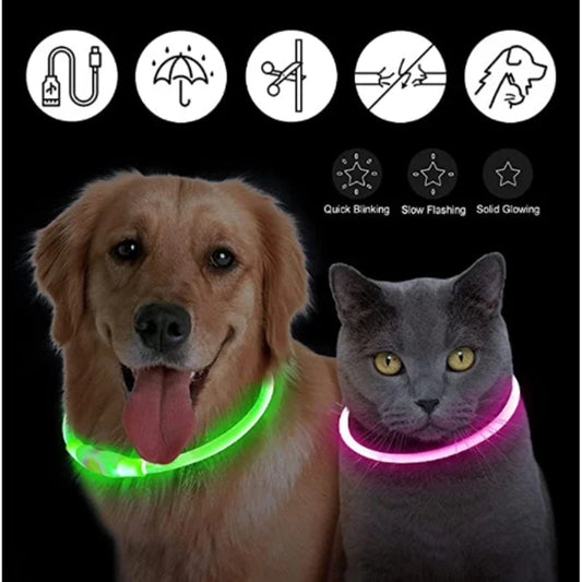 USB Charging Necklace Led Luminous Dog Collar Light