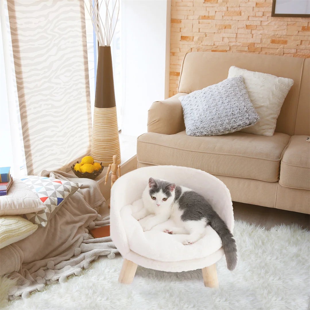 Luxury Cat Bed Soft Warm Plush Fabric