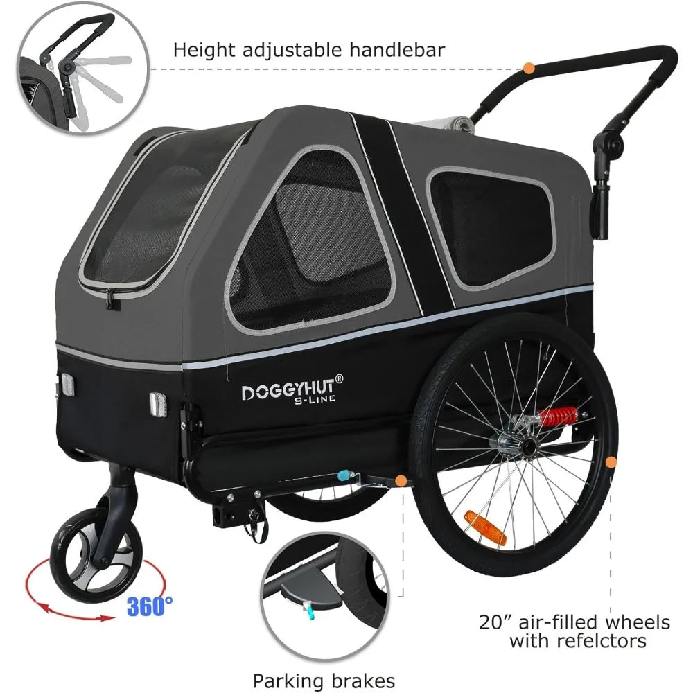 DOGGYHUT® S-Line XL Pet Bike Trailer & Stroller for Dogs