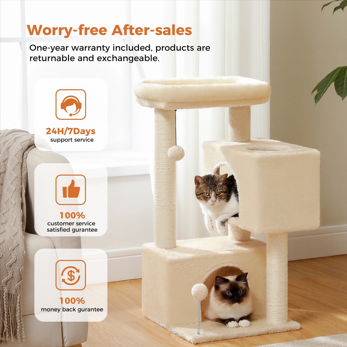 Cat Tree Tower with Detachable Top Perch