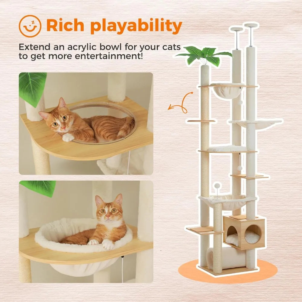 PEQULTI Floor to Ceiling Cat Tree 93.3’’-100.8’’