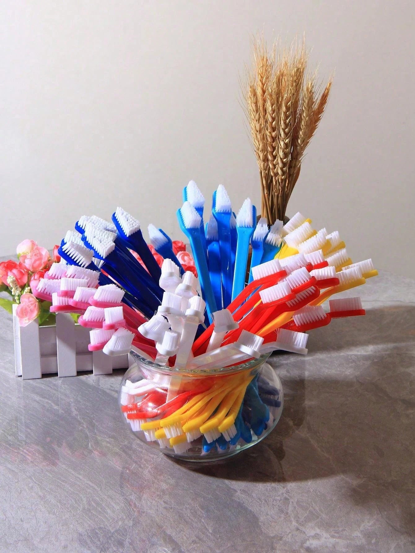 5pcs/set Long Handle Pet Toothbrush