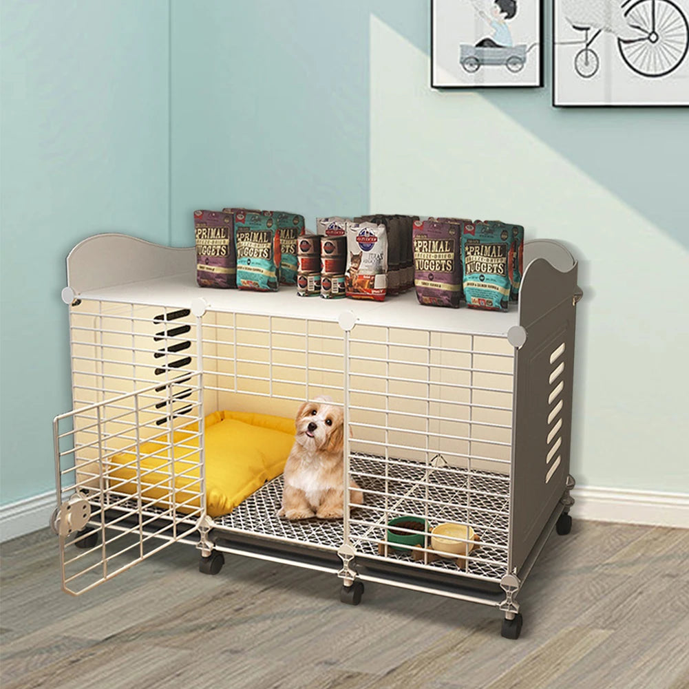 Dog Crate End Table with Wheels & Tray