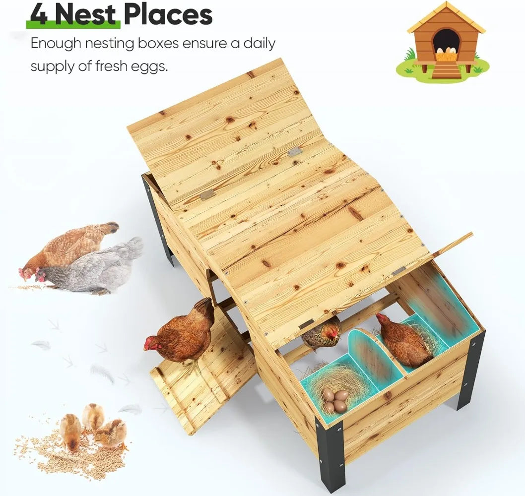 Large Metal Chicken Coop Run W/Nesting Box