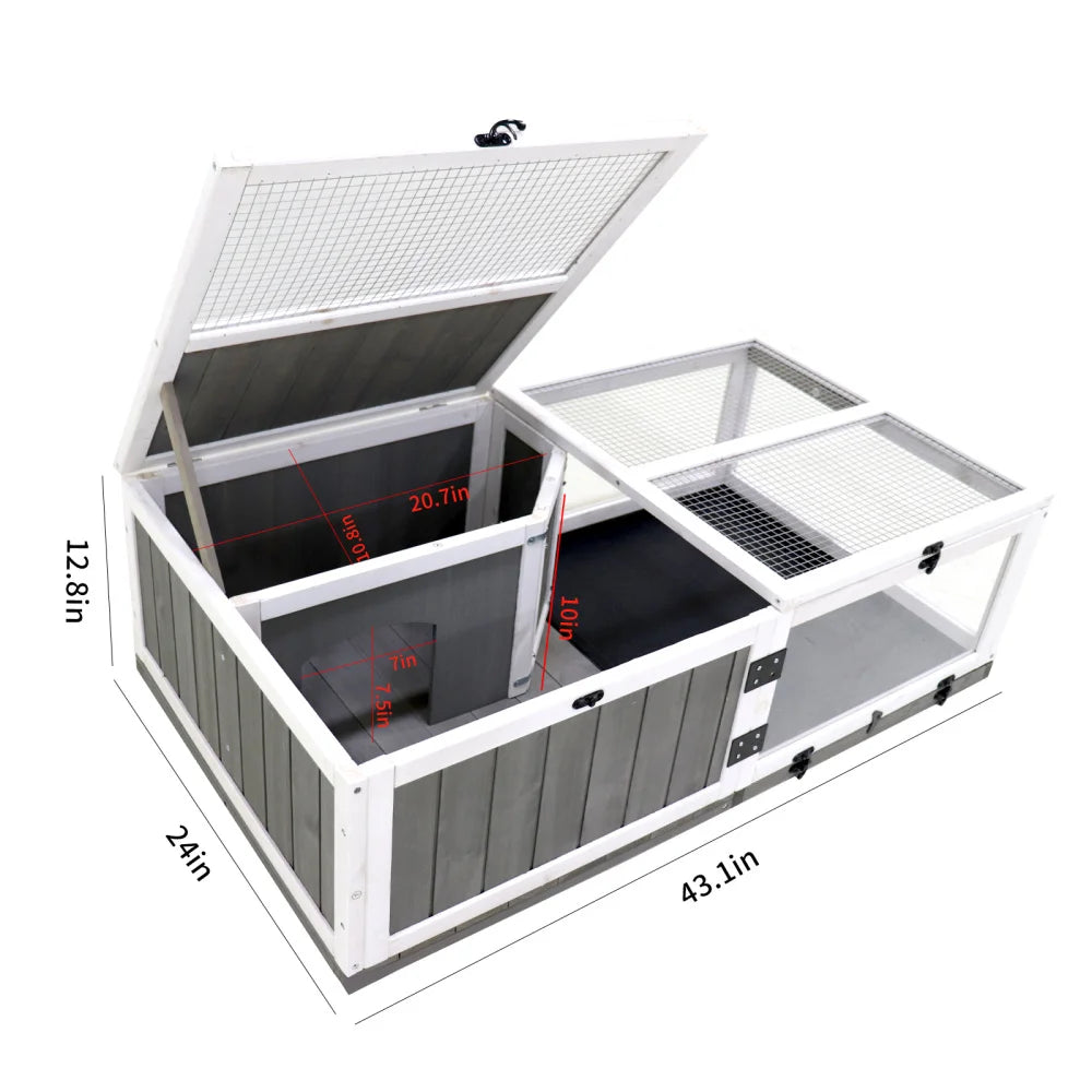 Wooden Turtle House Indoor, Small Animal Turtle Cage Outdoor