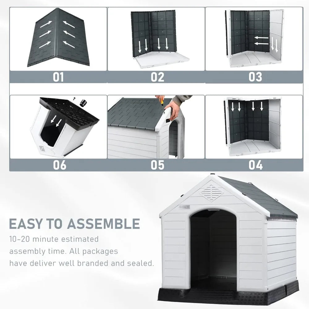Durable Waterproof Plastic Dog House for Small to Large Sized Dogs