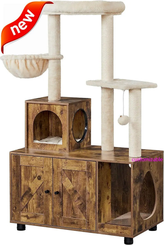 Litter Box Enclosure with Cat Tree