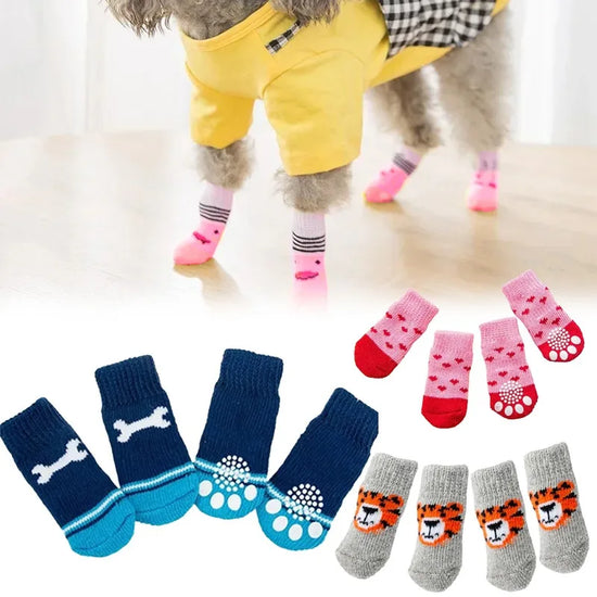 4Pcs Winter Pet Socks