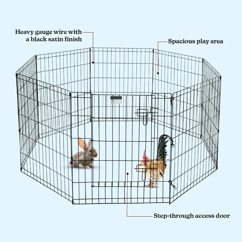 Dog Playpen - Foldable Metal Exercise Puppy Play Pen