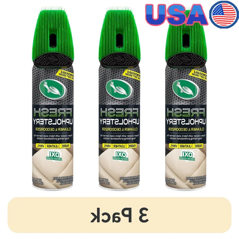 3 Pack Upholstery Cleaner Protector Odor Eliminator with Detachable Scrub Brush Oxy Foam Deep Cleaning Stains and Odors