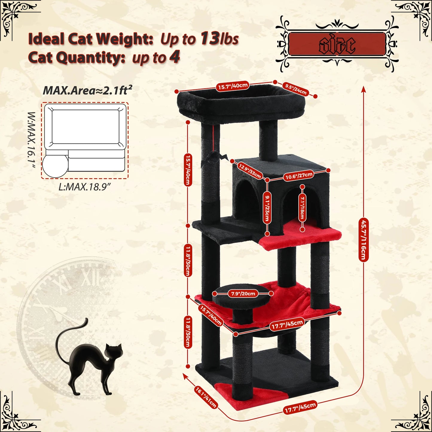 Gothic Cat Tree for Indoor Cats