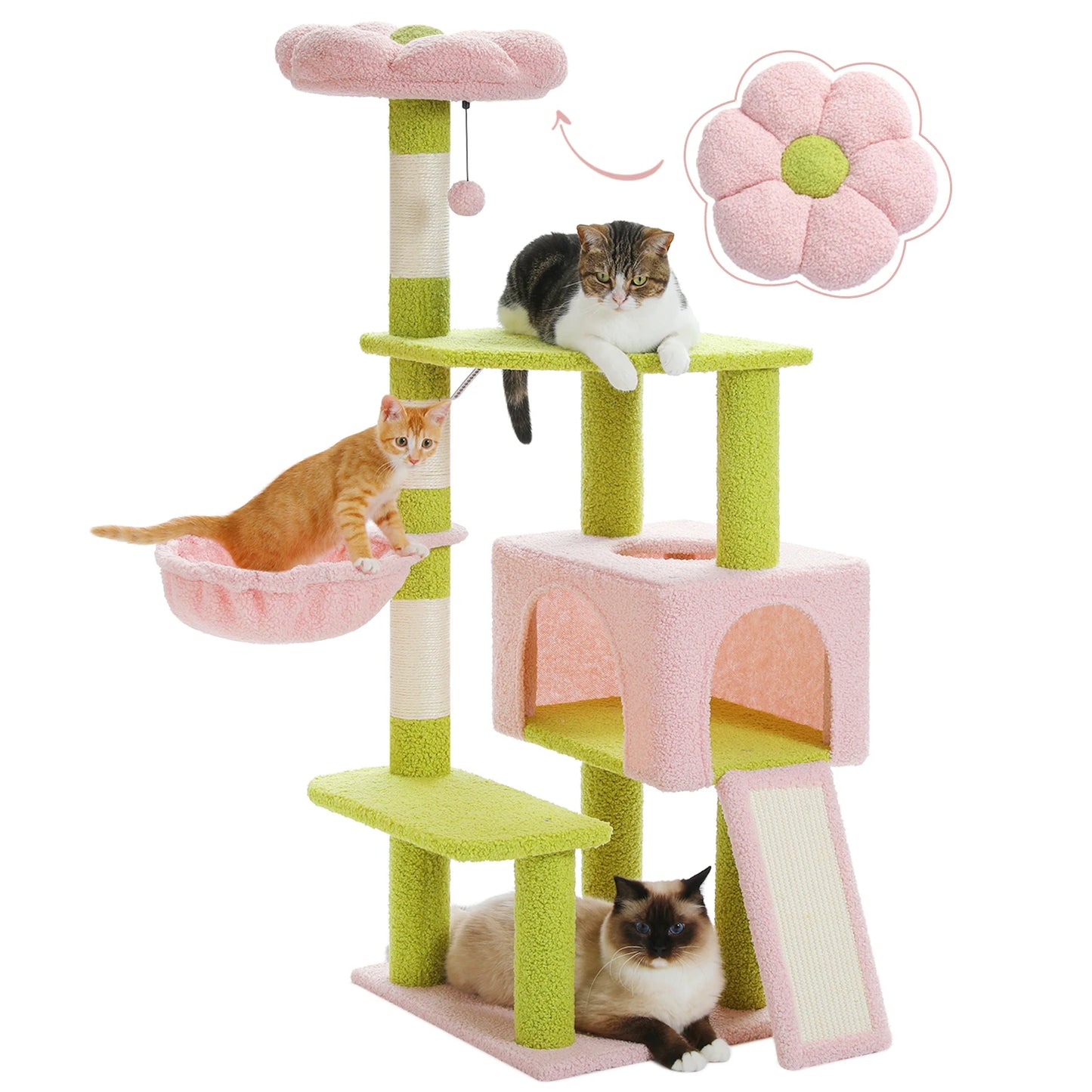 Multi-Level Flower Cat Tree Tower
