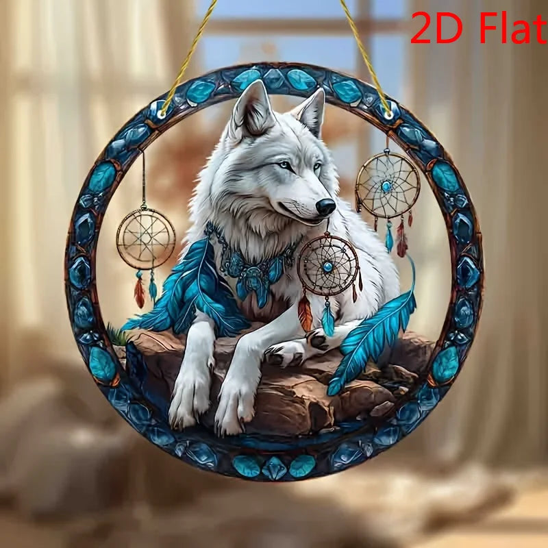 1PC 2D  Wolf Dreamcatcher Wall Art
