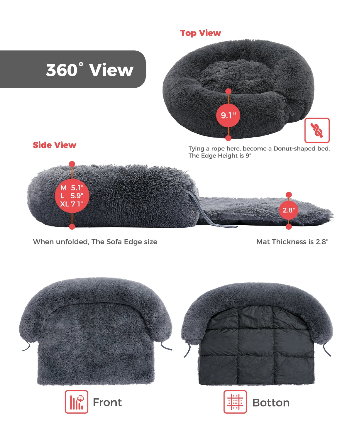 Pet Dog Bed Couch Sofa for Large Dogs