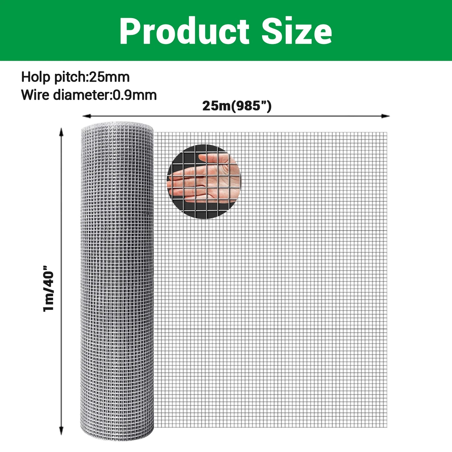 Hardware Cloth 1x25m Garden Plant Welded Metal Wire Fence