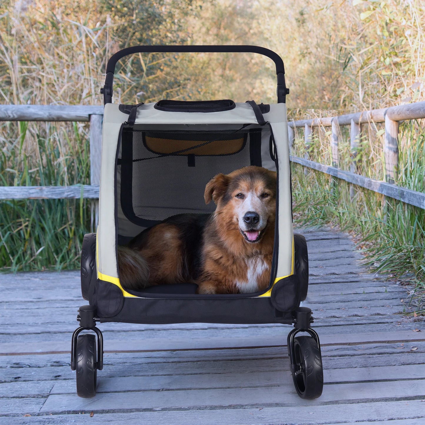 Portable Dog Stroller 4 Wheels for Large Dogs